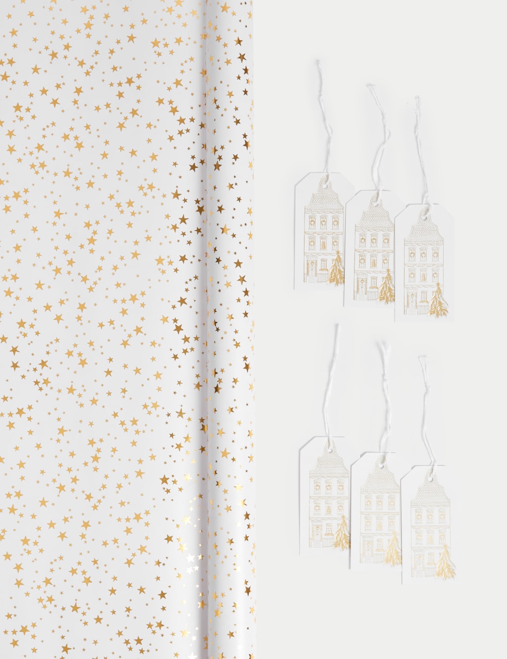 Luxury Gold Foil 3M Christmas Gift Wrap & 6 Gift Tags Pack 1 of 2