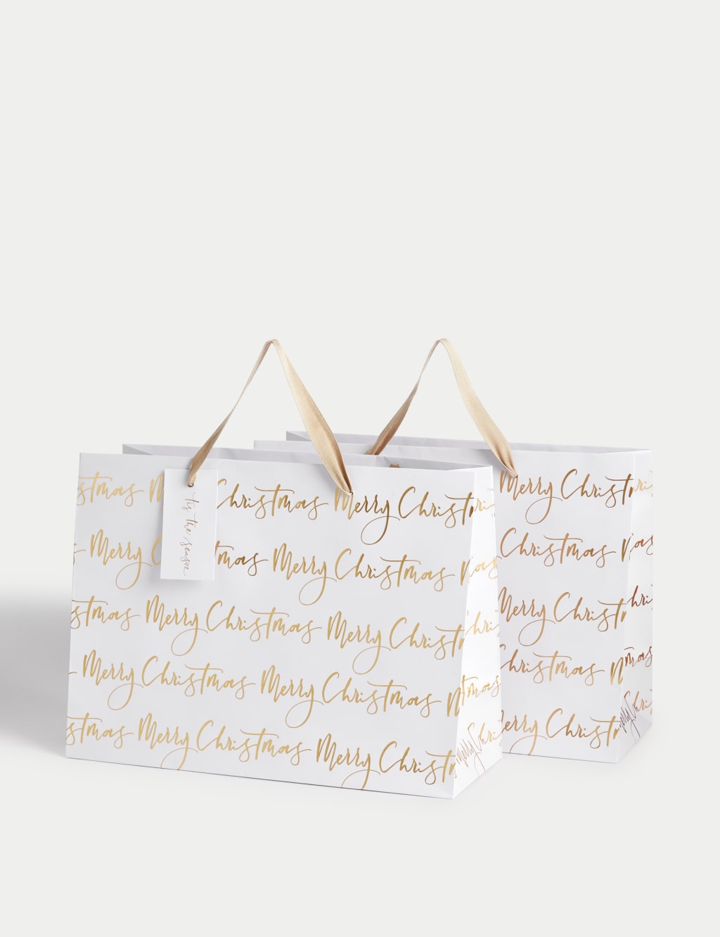 Gold Text Large Christmas Gift Bags Pack of 2 1 of 2