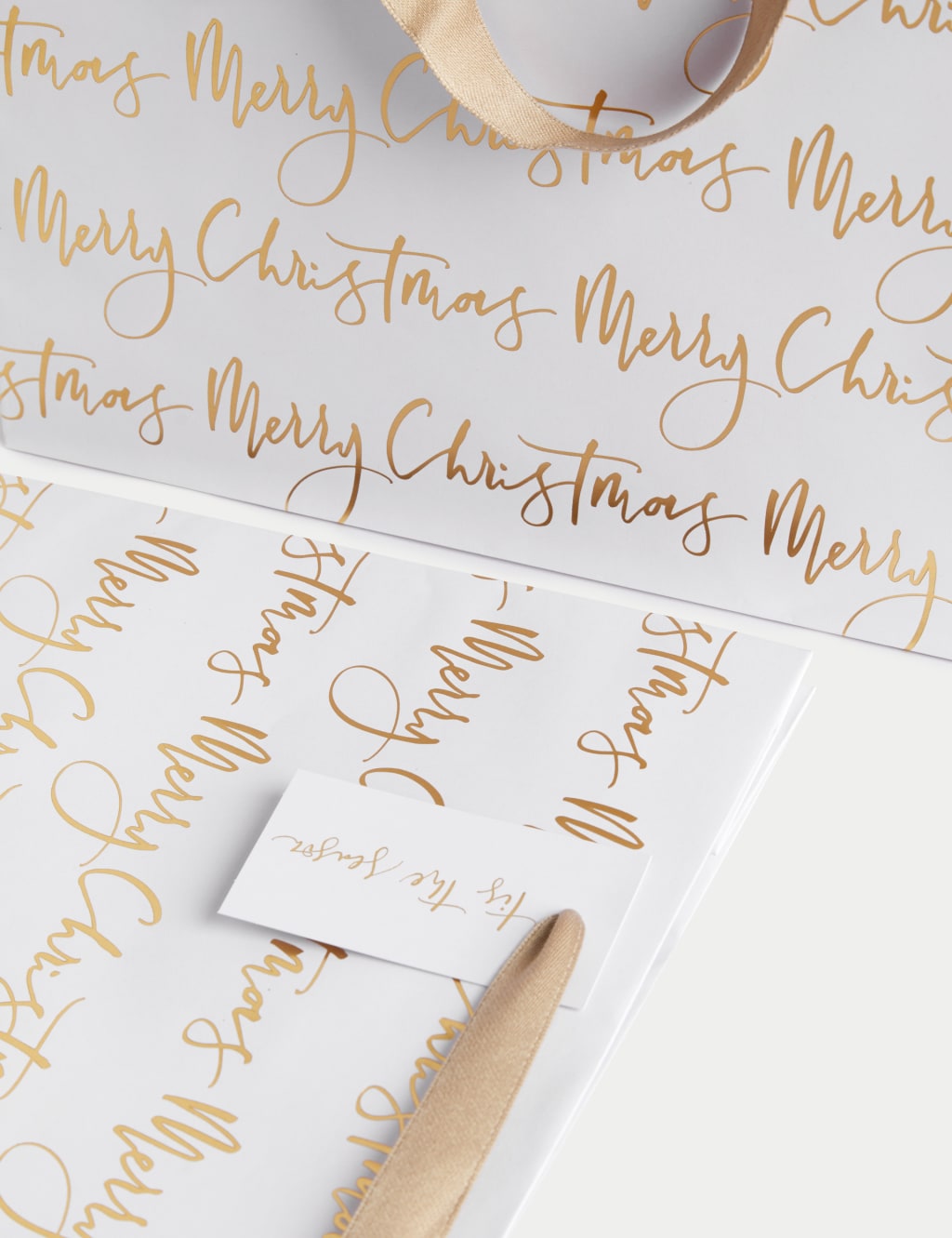 Gold Text Large Christmas Gift Bags Pack of 2 2 of 2