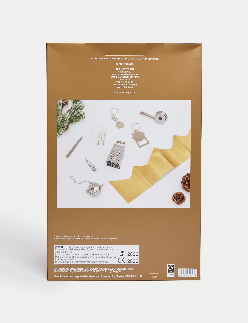 8 Luxury Christmas Crackers - Traditional Foliage Designs 4 of 4