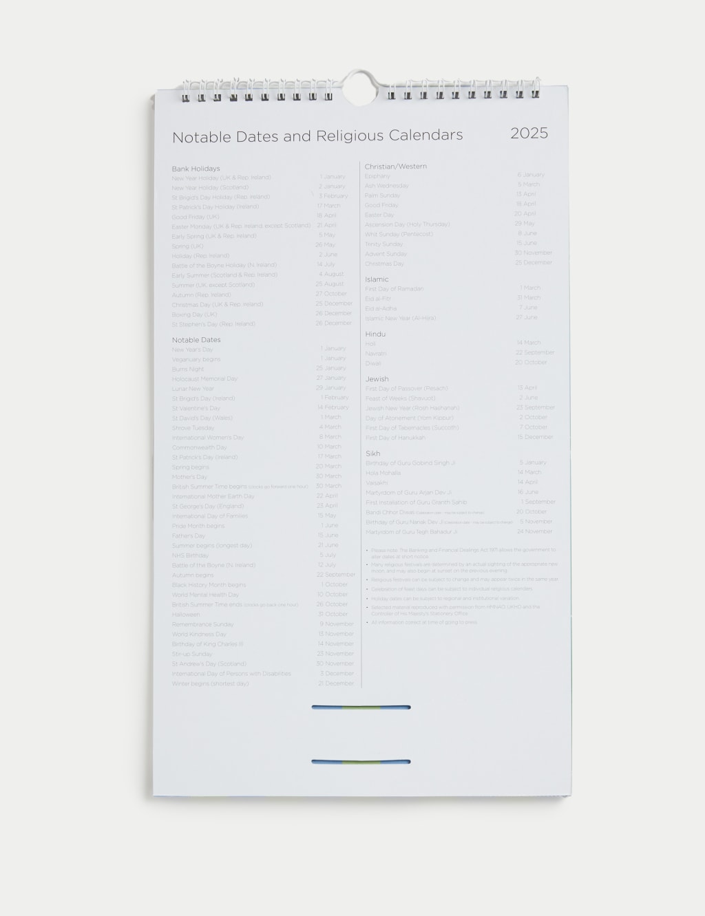 2025 Medium Calendar - Stripes 4 of 6