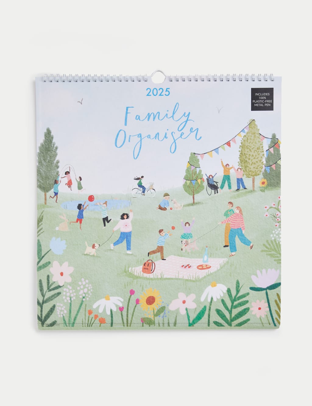 2025 Large Calendar & Family Organiser with Pen Illustrated M&S