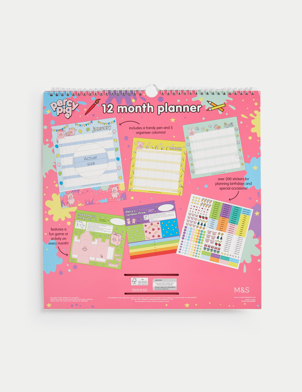 2025 Large Calendar & Family Organiser with Pen - Percy Pig™ 3 of 7