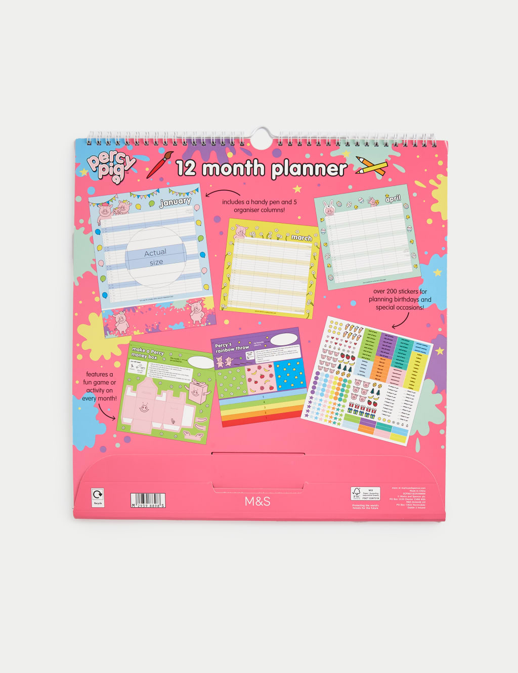 2025 Large Calendar & Family Organiser with Pen - Percy Pig™ 6 of 7