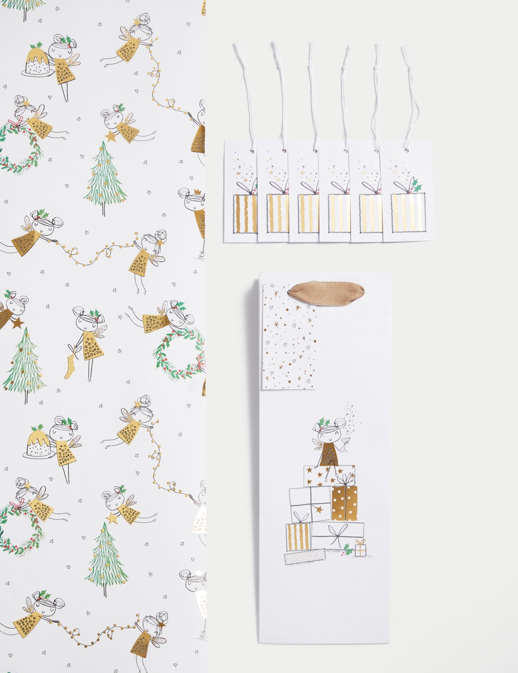 Fairy 3M Christmas Gift Wrap with Gift Tags & Bottle Bag 1 of 2