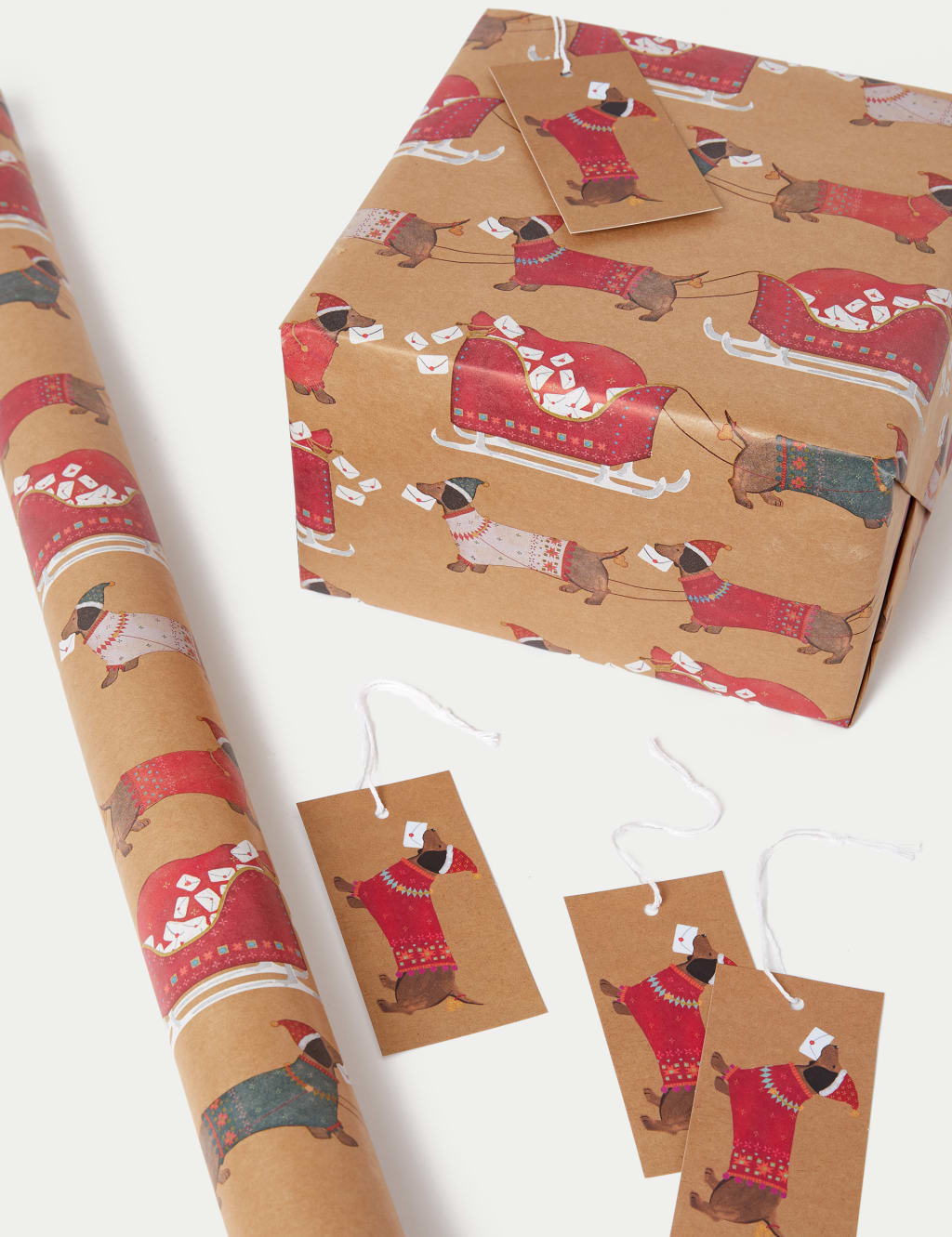 Sausage Dog 10m Christmas Gift Wrap with Gift Tags 2 of 2
