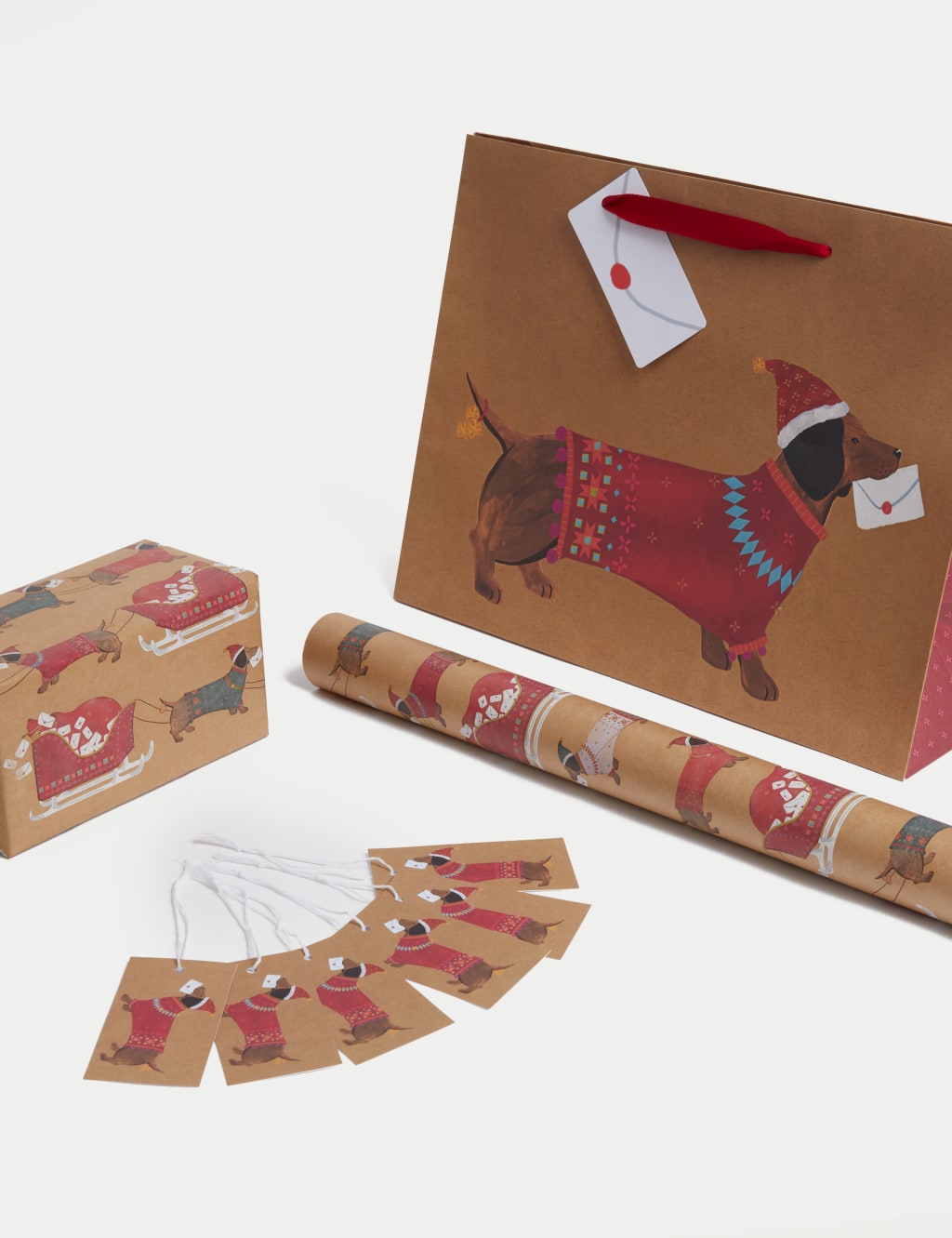 Sausage Dog 10m Christmas Gift Wrap with Gift Tags & Bag 2 of 2