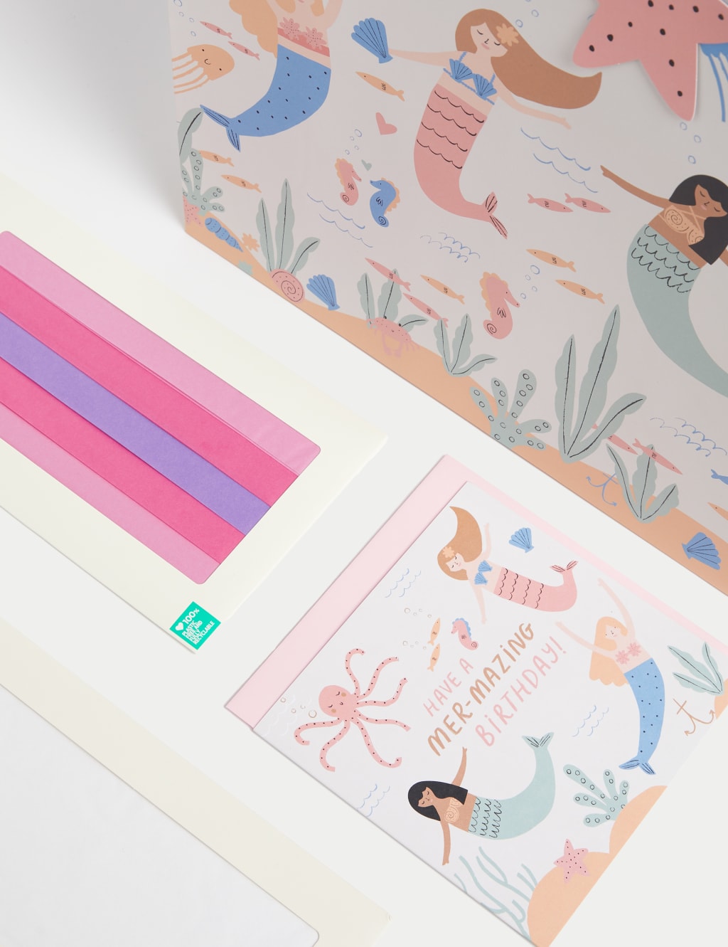 Mermaids Gift Wrap Set With Birthday Card, Gift Bag & Tissue 3 of 4