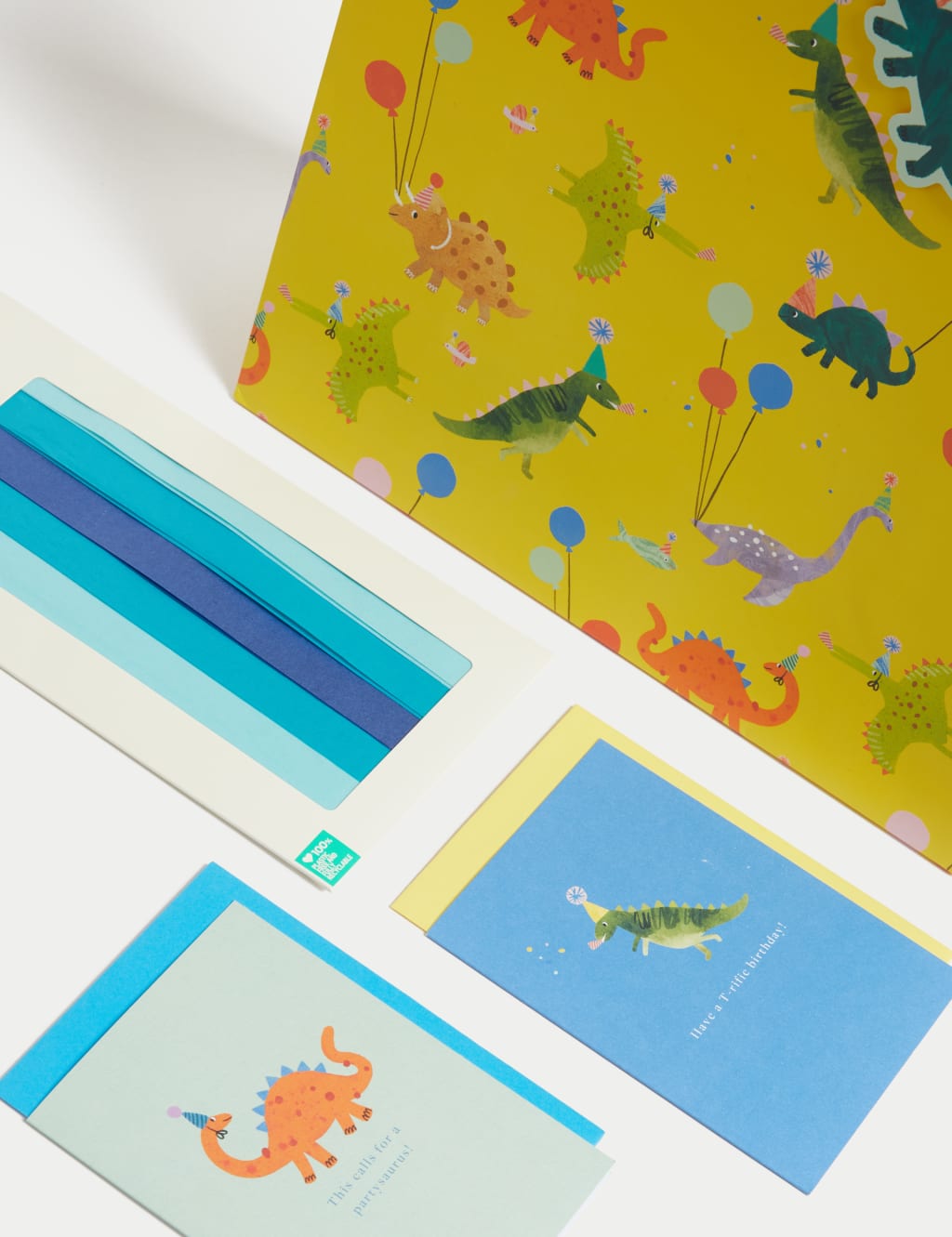 Dinosaurs Gift Wrap Set With Birthday Cards, Gift Bag & Tissue 3 of 4