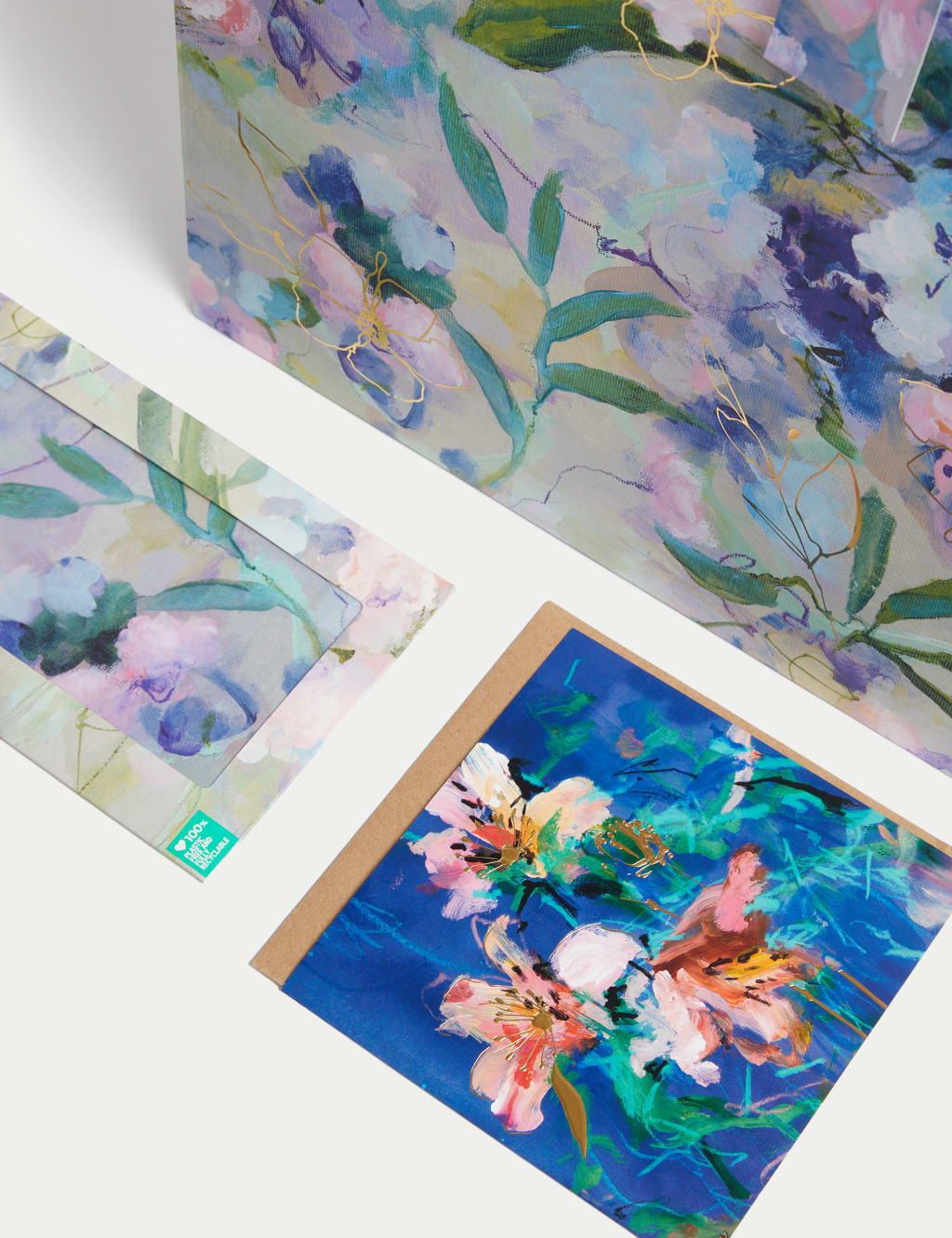 Floral Gift Wrap Set With Blank Greetings Card, Gift Bag & Tissue 3 of 4