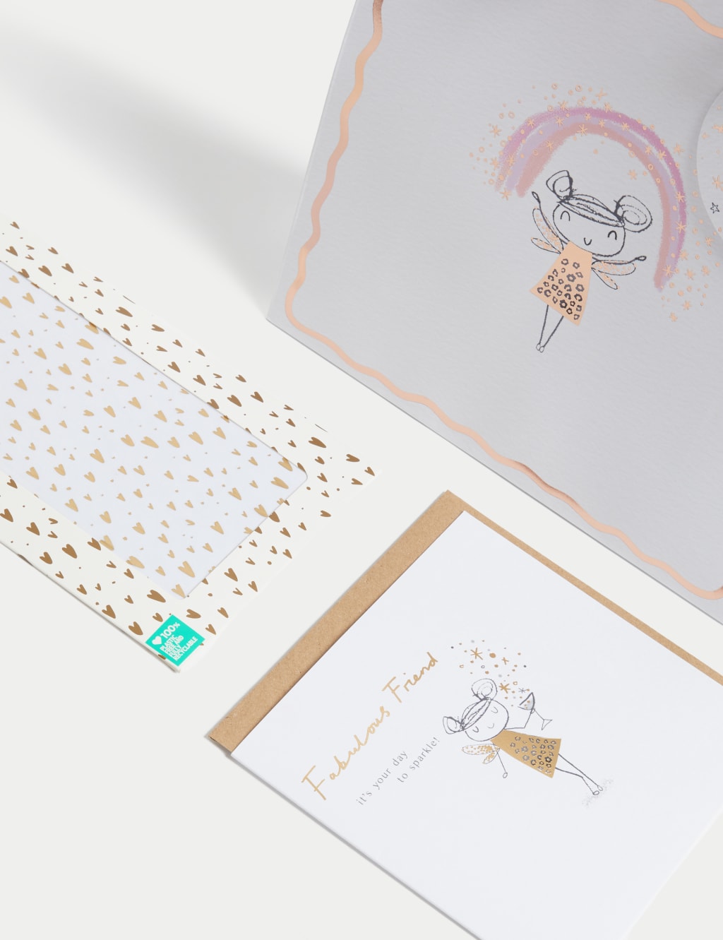 Gold Fairy Gift Wrap Set With Birthday Card, Gift Bag & Tissue 3 of 3