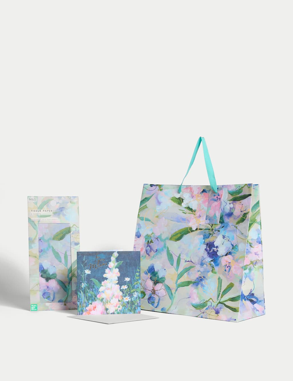 Floral Gift Wrap Set with Mother's Day Card, Bag & Tissue 1 of 4