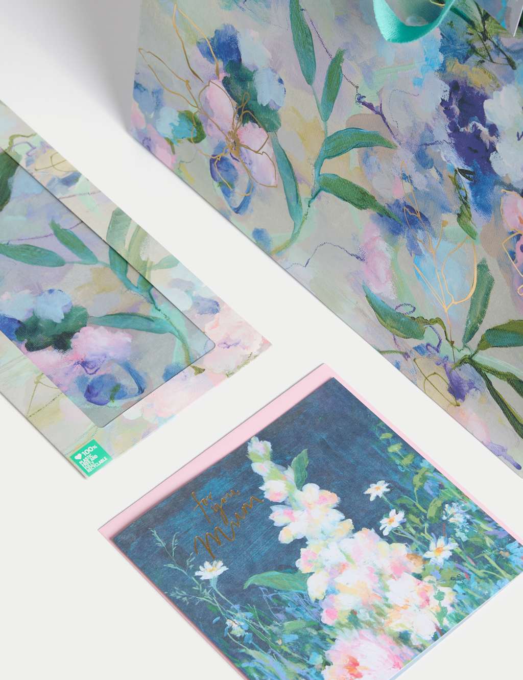Floral Gift Wrap Set with Mother's Day Card, Bag & Tissue 3 of 4