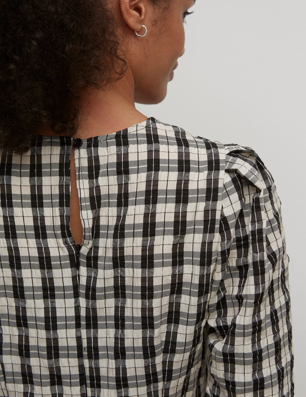 Checked Long Sleeve Peplum Top 3 of 5