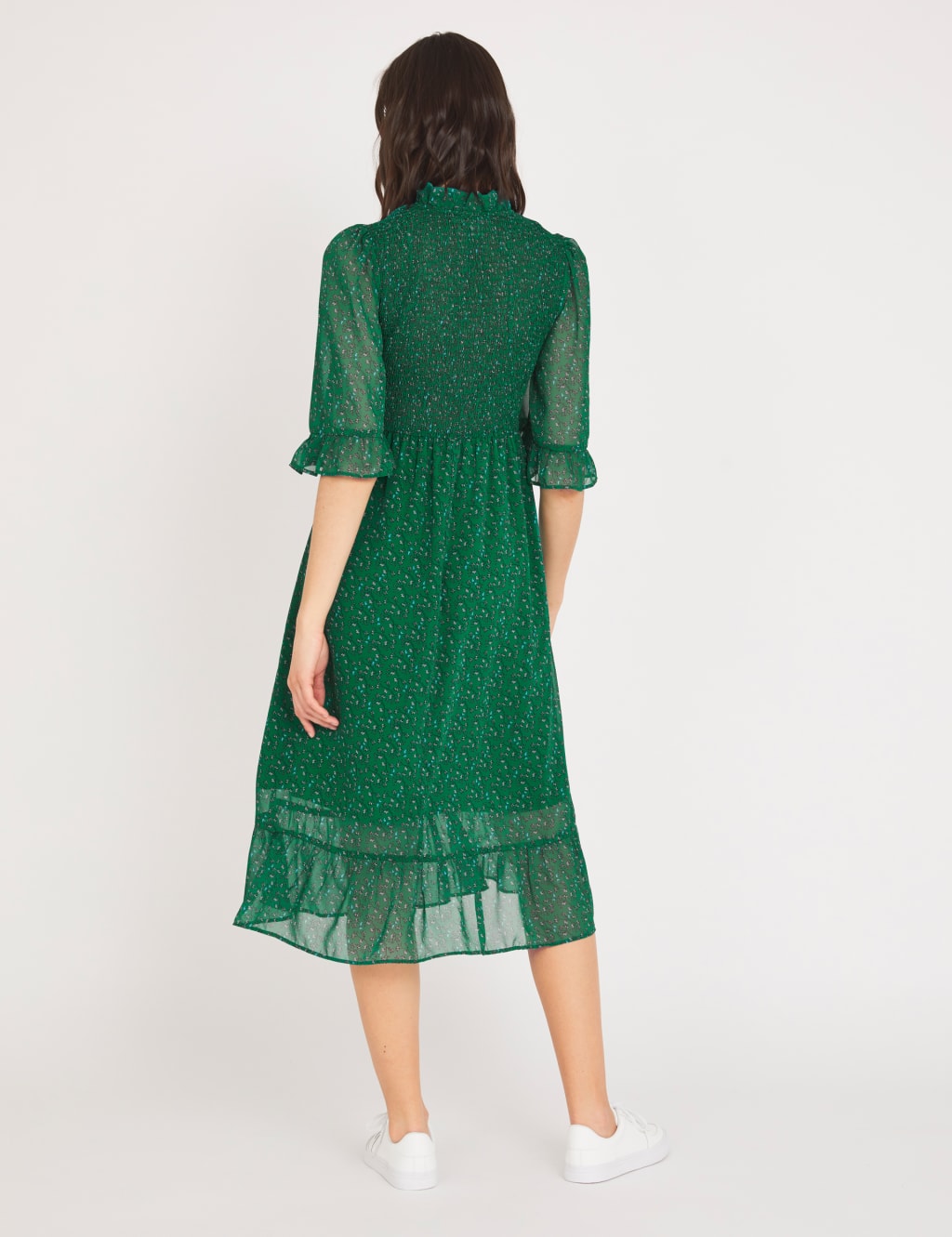 Chiffon Floral High Neck Midi Tea Dress 4 of 5