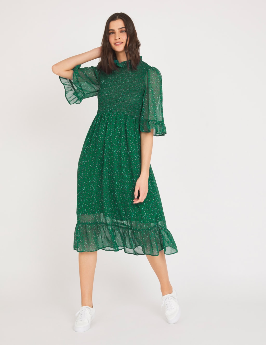 Chiffon Floral High Neck Midi Tea Dress 5 of 5
