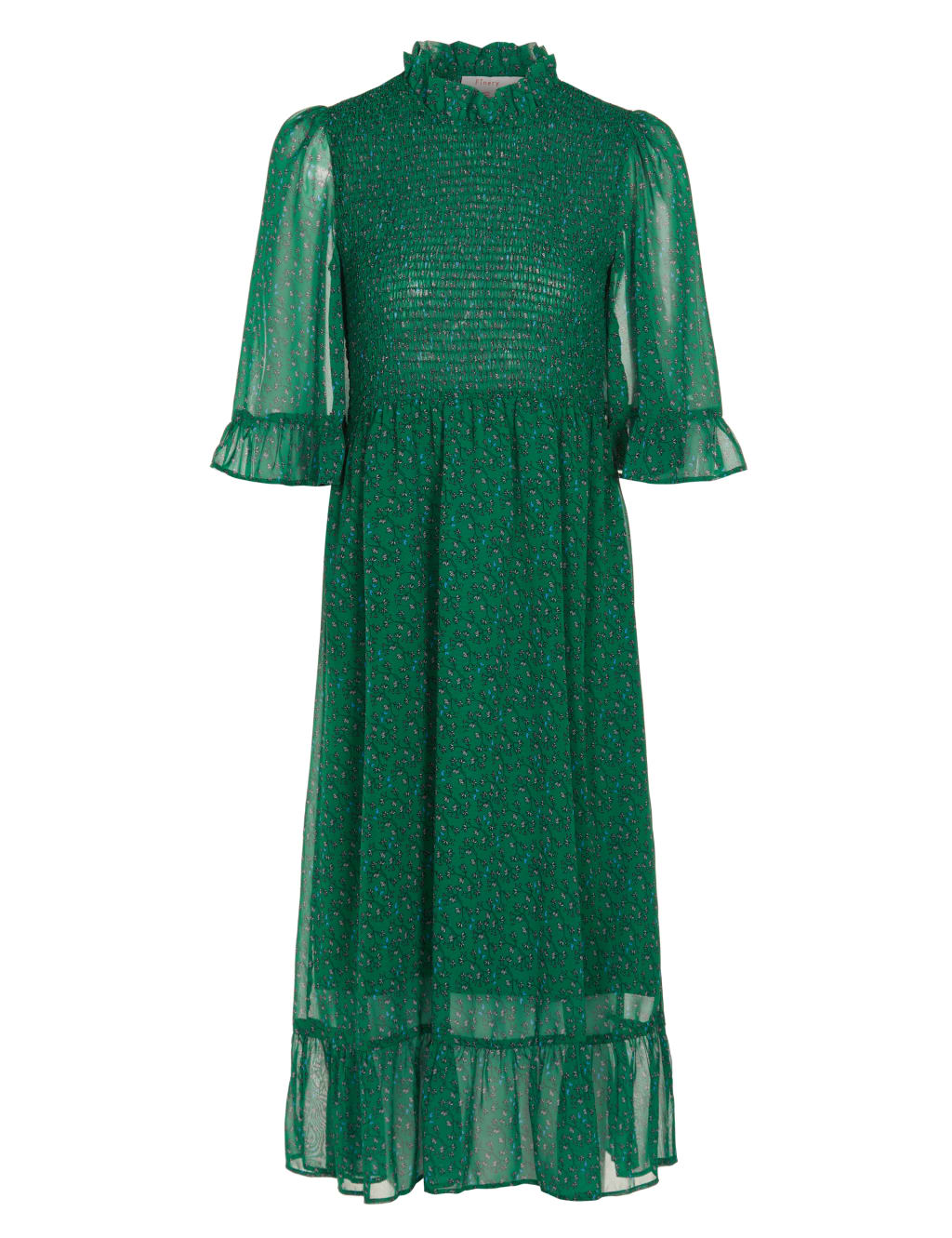 Chiffon Floral High Neck Midi Tea Dress 2 of 5