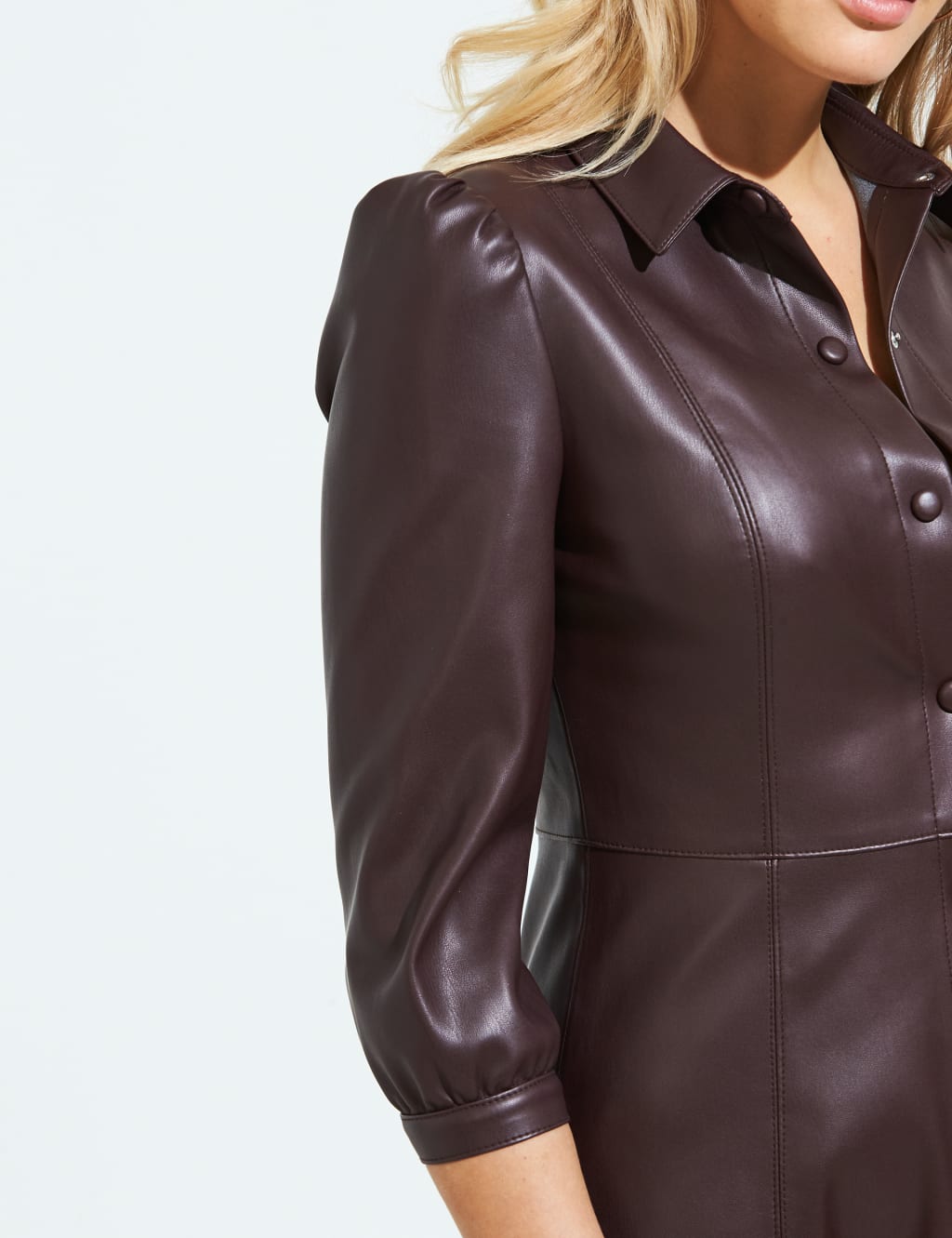 Faux Leather Collared Dress 6 of 8