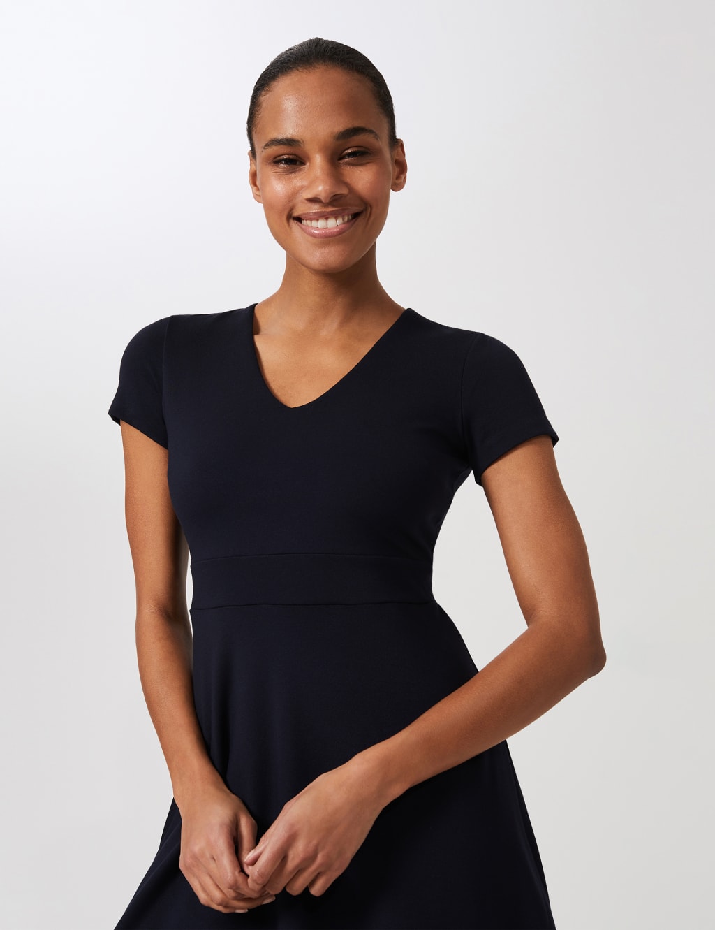 Jersey Colour Block V-Neck Skater Dress 3 of 5