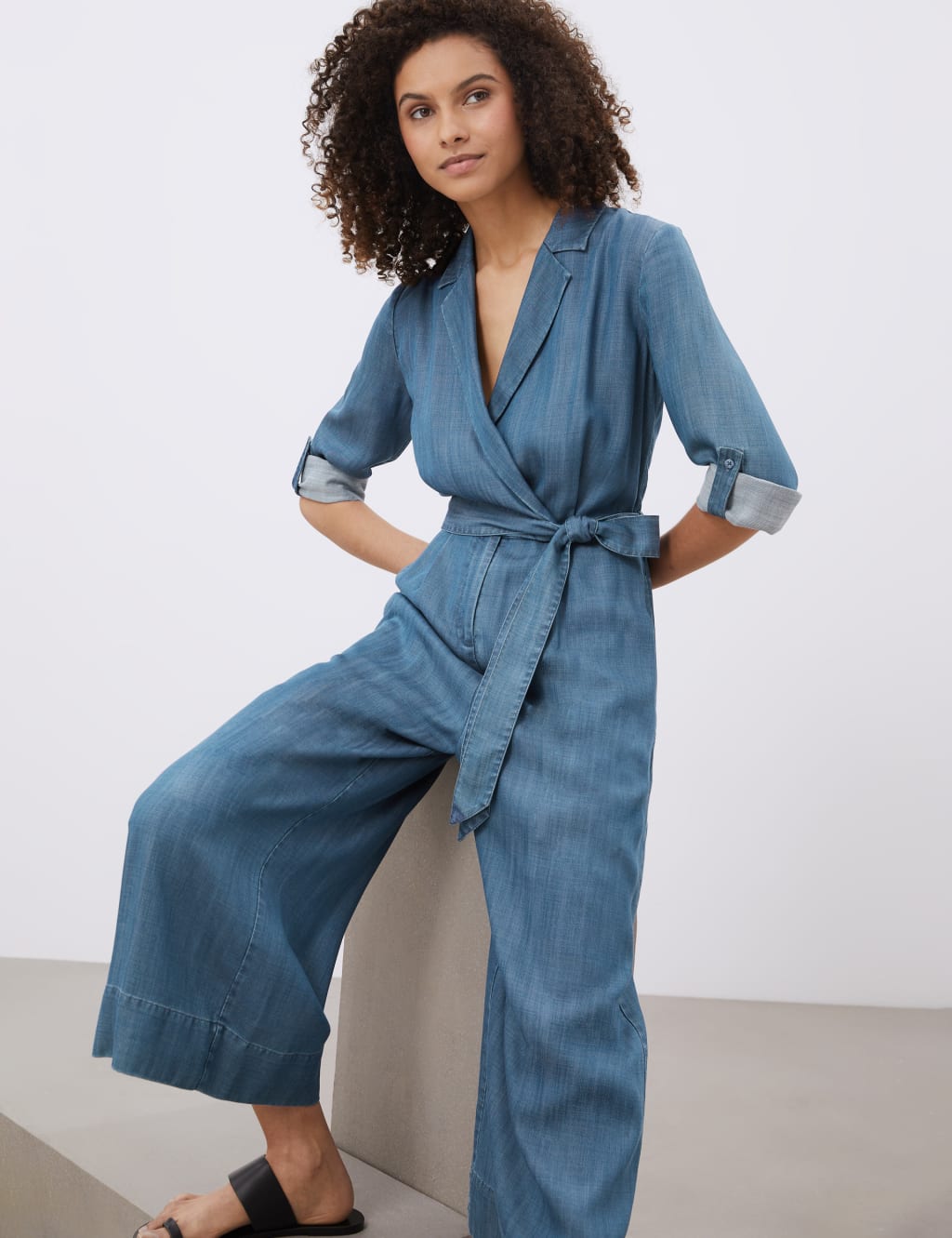 Tencel™ Belted 3/4 Sleeve Jumpsuit 5 of 6