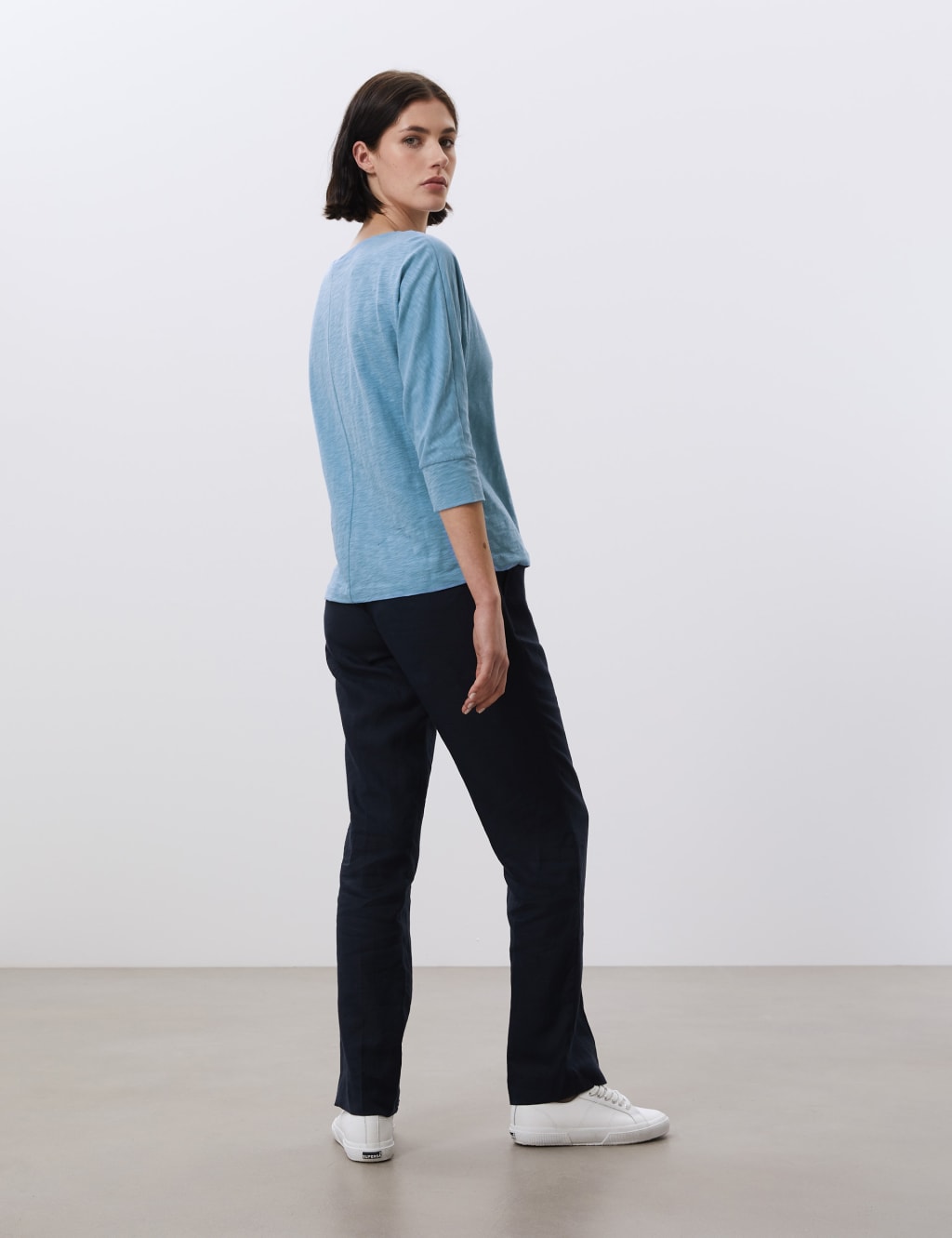 Jersey Round Neck Batwing 3/4 Sleeve Top 5 of 6
