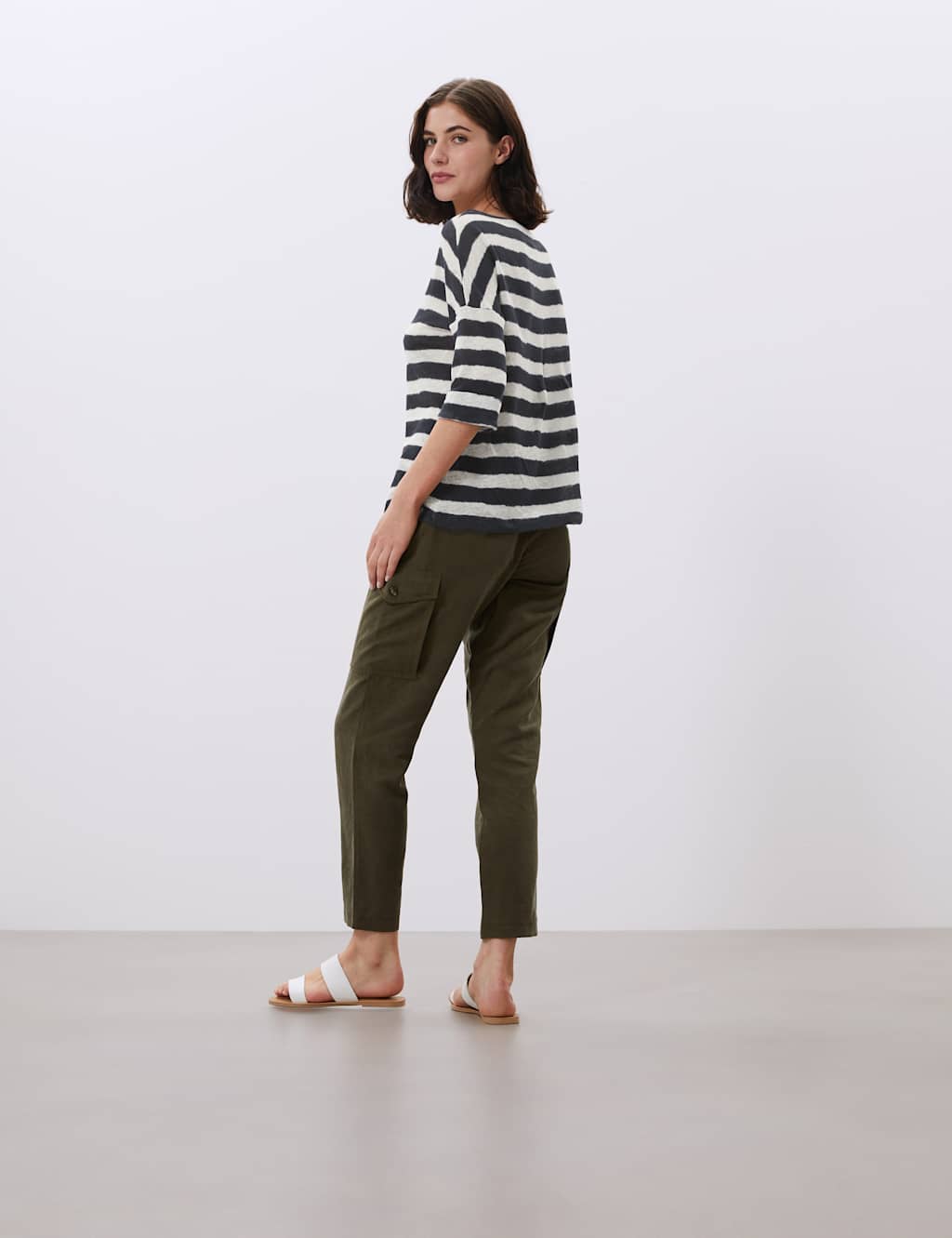 Pure Linen Striped 3/4 Sleeve Top 6 of 7