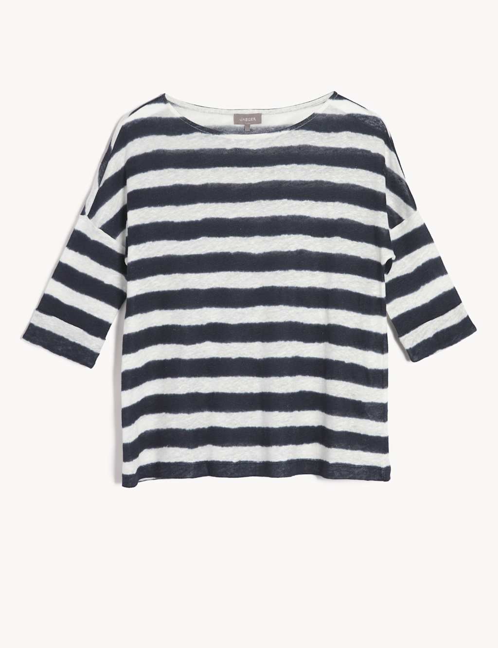 Pure Linen Striped 3/4 Sleeve Top 2 of 7