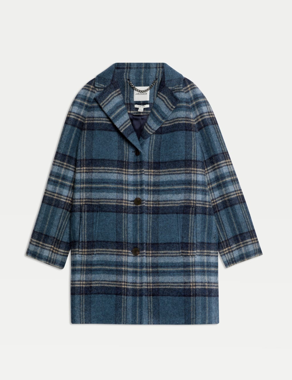 British Pure Wool Checked Cocoon Coat