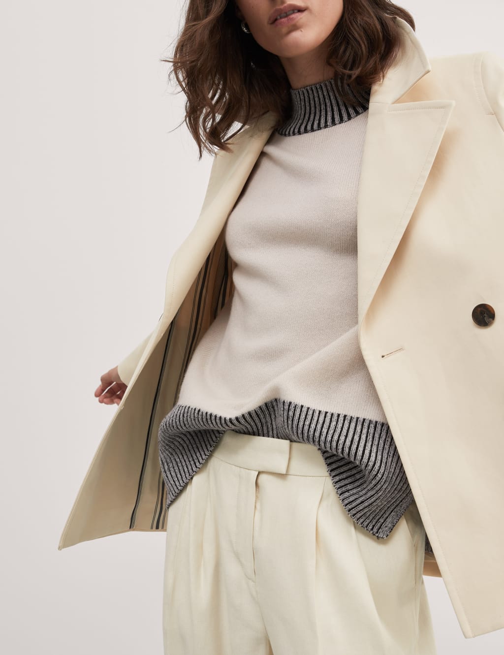 Pure Cotton Double Breasted Pea Coat 2 of 5
