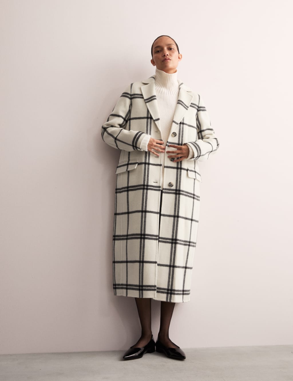 Warehouse tailored longline coat in check cheap
