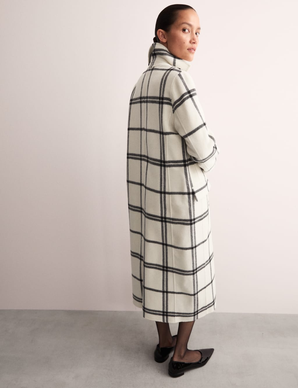 Plaid longline coat top