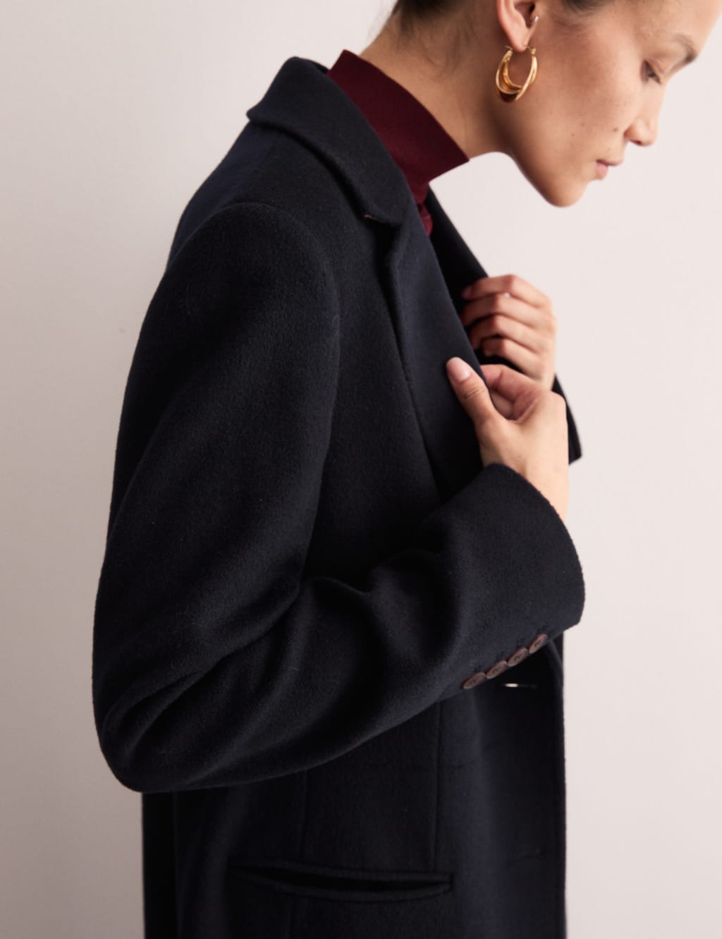 Black wool boyfriend coat discount