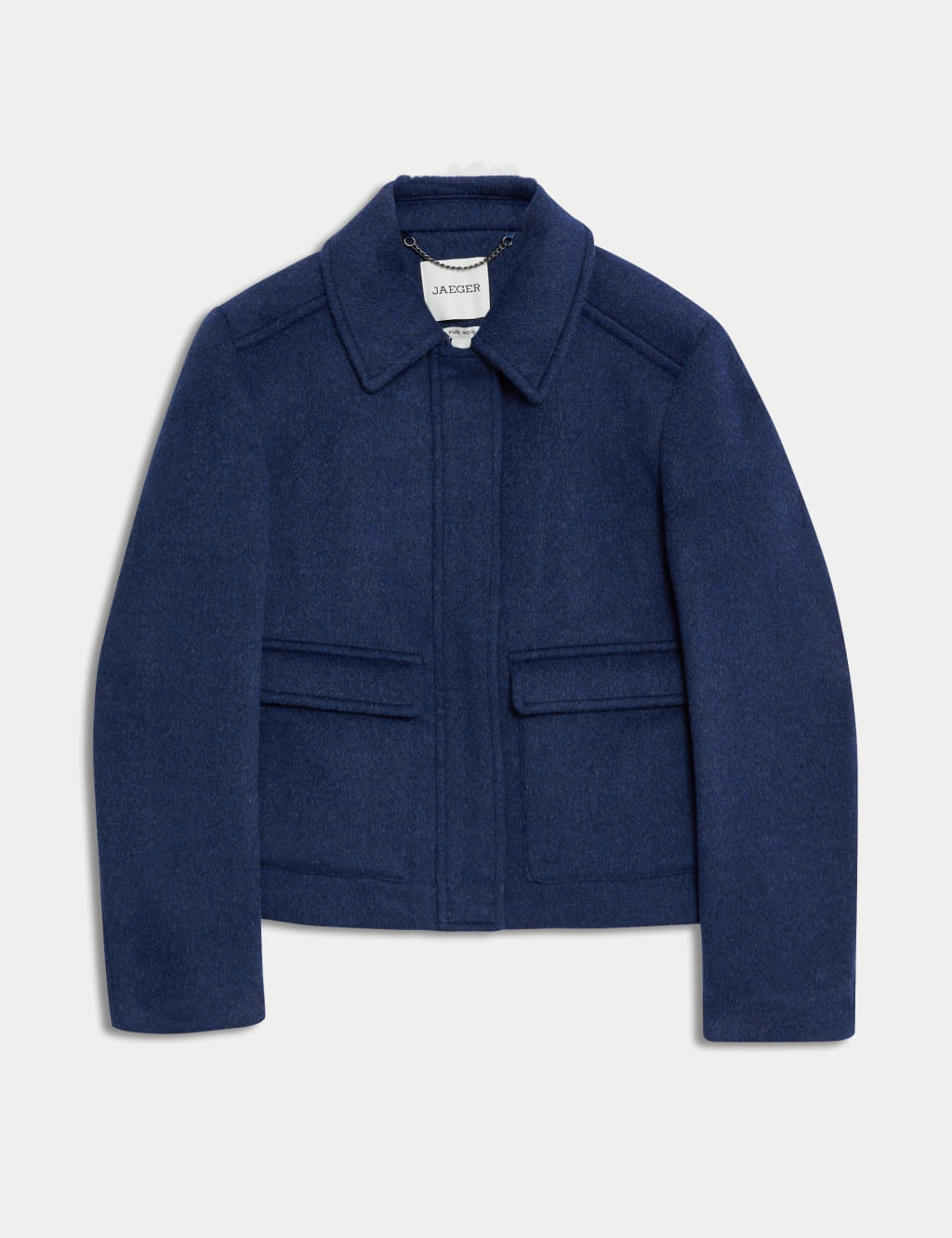 Pure Wool Collared Bomber Jacket