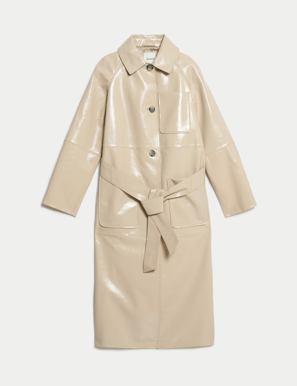 Leather Belted Single Breasted Trench Coat