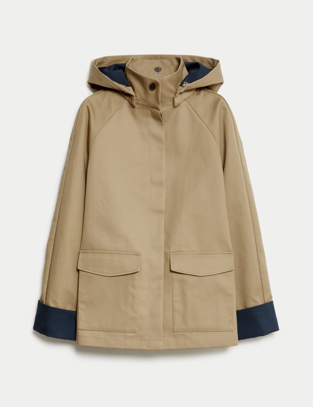 Pure Cotton Hooded High Neck Short Mac 2 of 9
