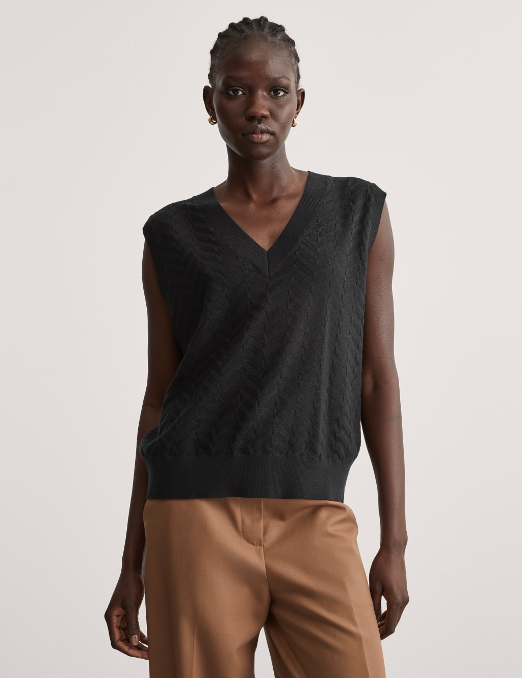 V neck knit vest cheap