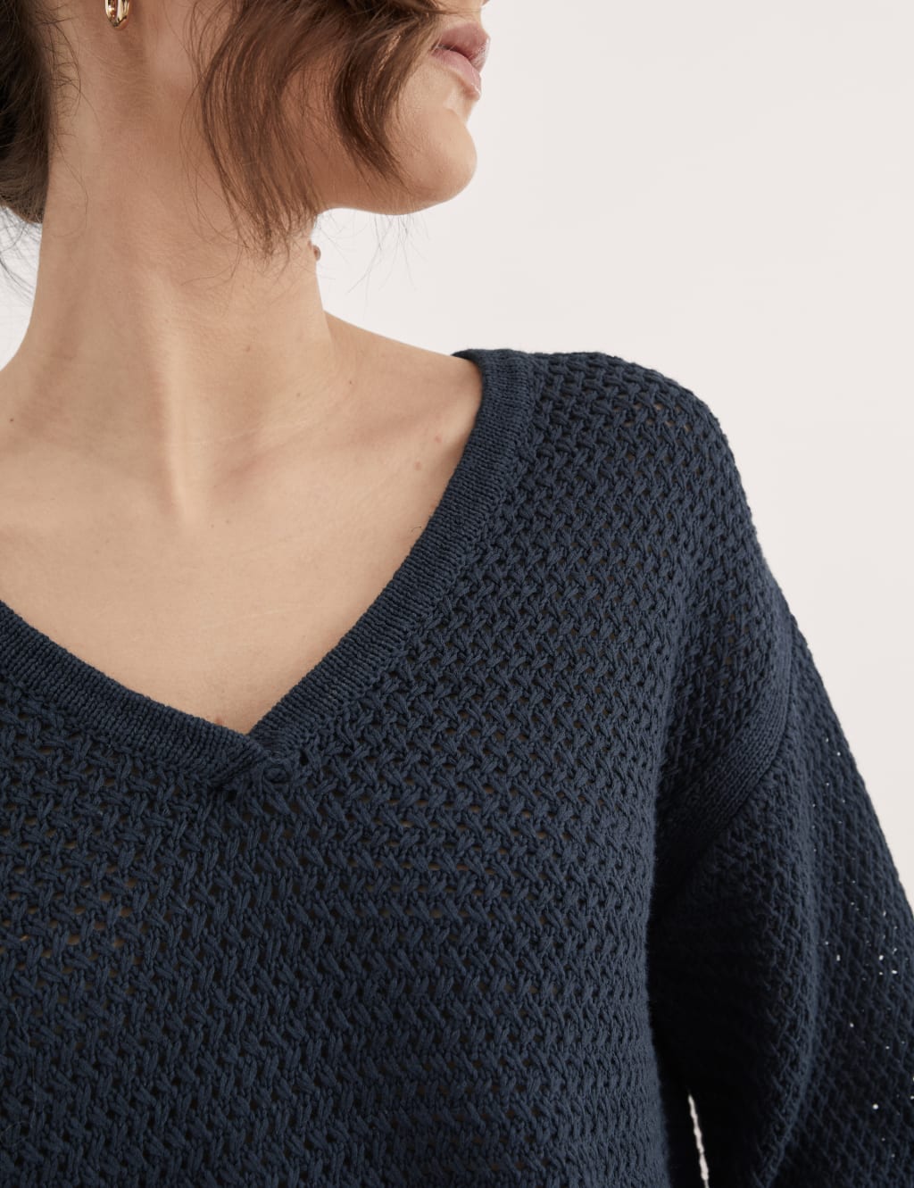 Cotton Rich V-Neck Relaxed Jumper 3 of 7