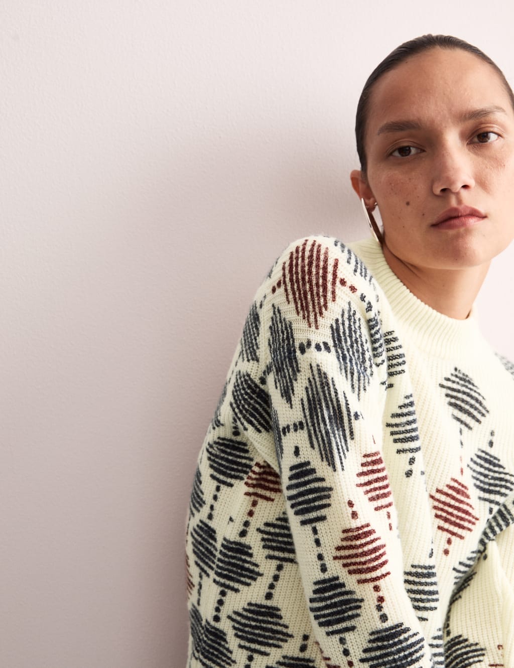 Pure Merino Wool Geometric Crew Neck Jumper | JAEGER | M&S