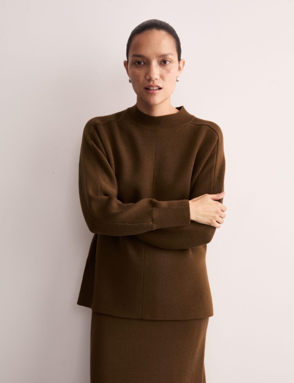 Pure Merino Wool Ribbed Funnel Neck Jumper 3 of 8