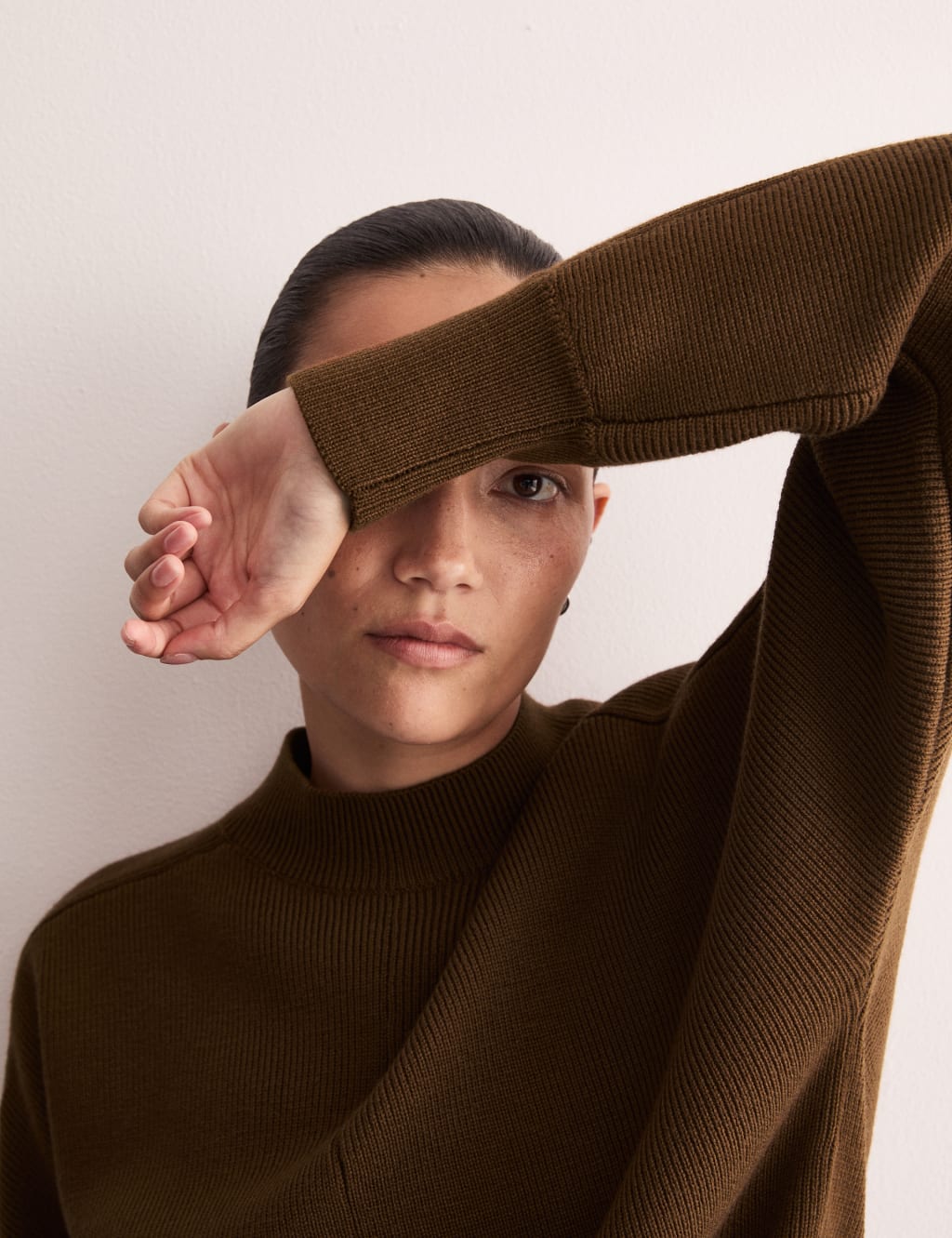 Pure Merino Wool Ribbed Funnel Neck Jumper 4 of 8