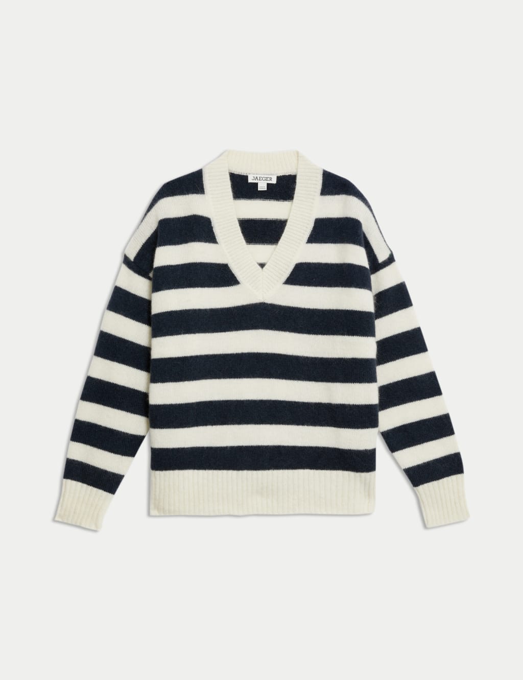 Mohair Blend Striped V Neck Jumper JAEGER M S