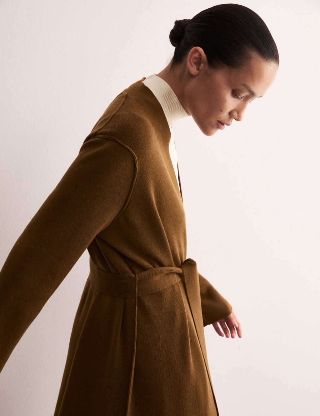 Pure Merino Wool Wrap Longline Cardigan