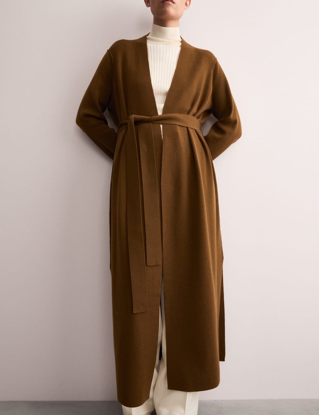 Pure Merino Wool Wrap Longline Cardigan
