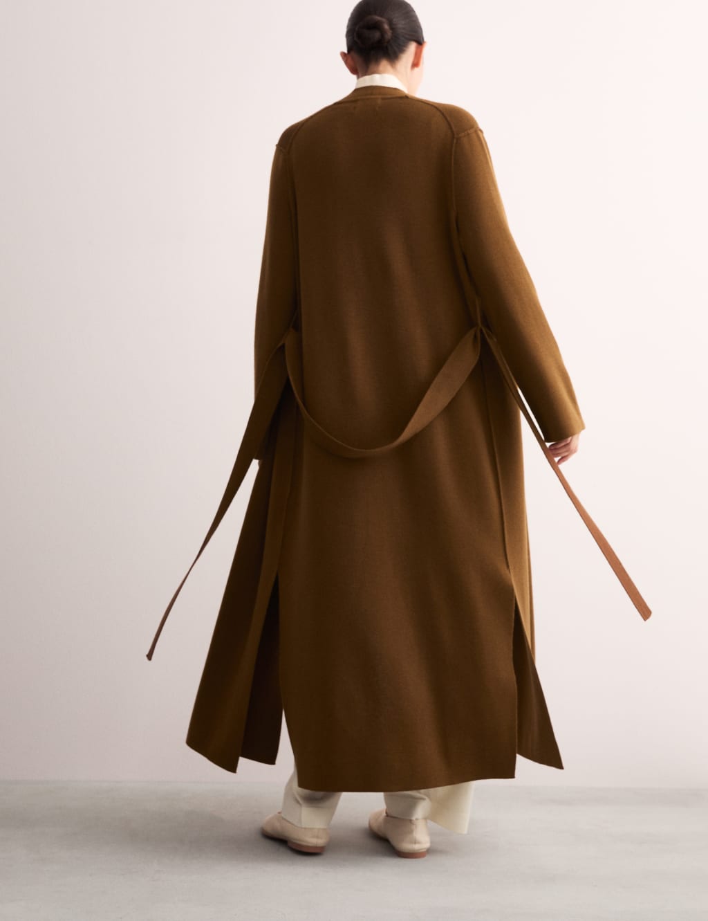 Pure Merino Wool Wrap Longline Cardigan JAEGER M S
