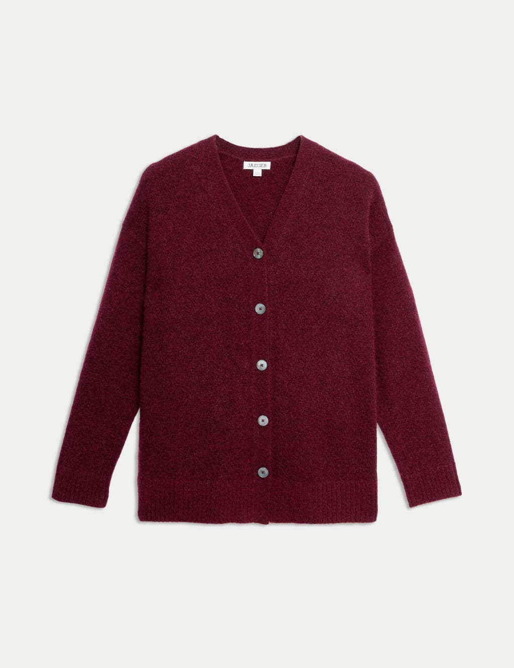 Mohair Blend V Neck Button Front Cardigan JAEGER M S