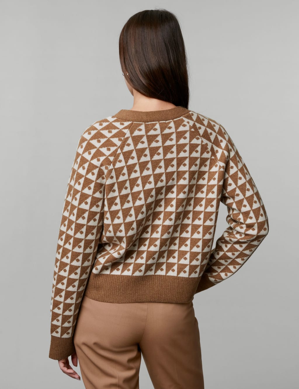 Wool Rich Geometric Cardigan with Cashmere 6 of 7