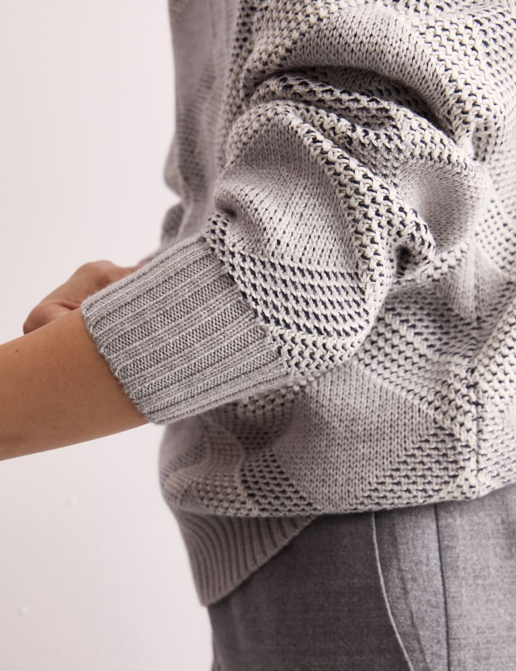 Pure Merino Wool Textured V-Neck Jumper 4 of 8