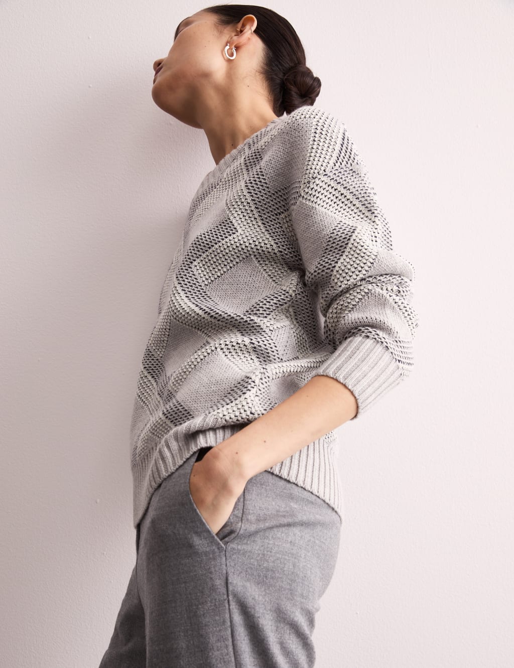 Pure Merino Wool Textured V-Neck Jumper 7 of 8