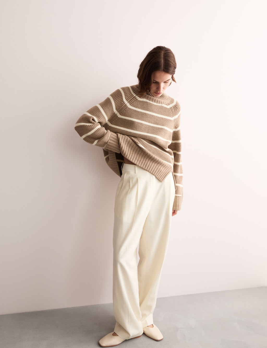Pure Merino Wool Striped High Neck Jumper 3 of 8