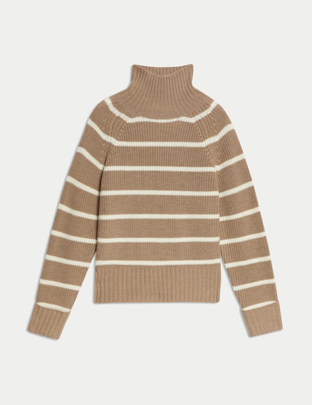 Pure Merino Wool Striped High Neck Jumper 2 of 8